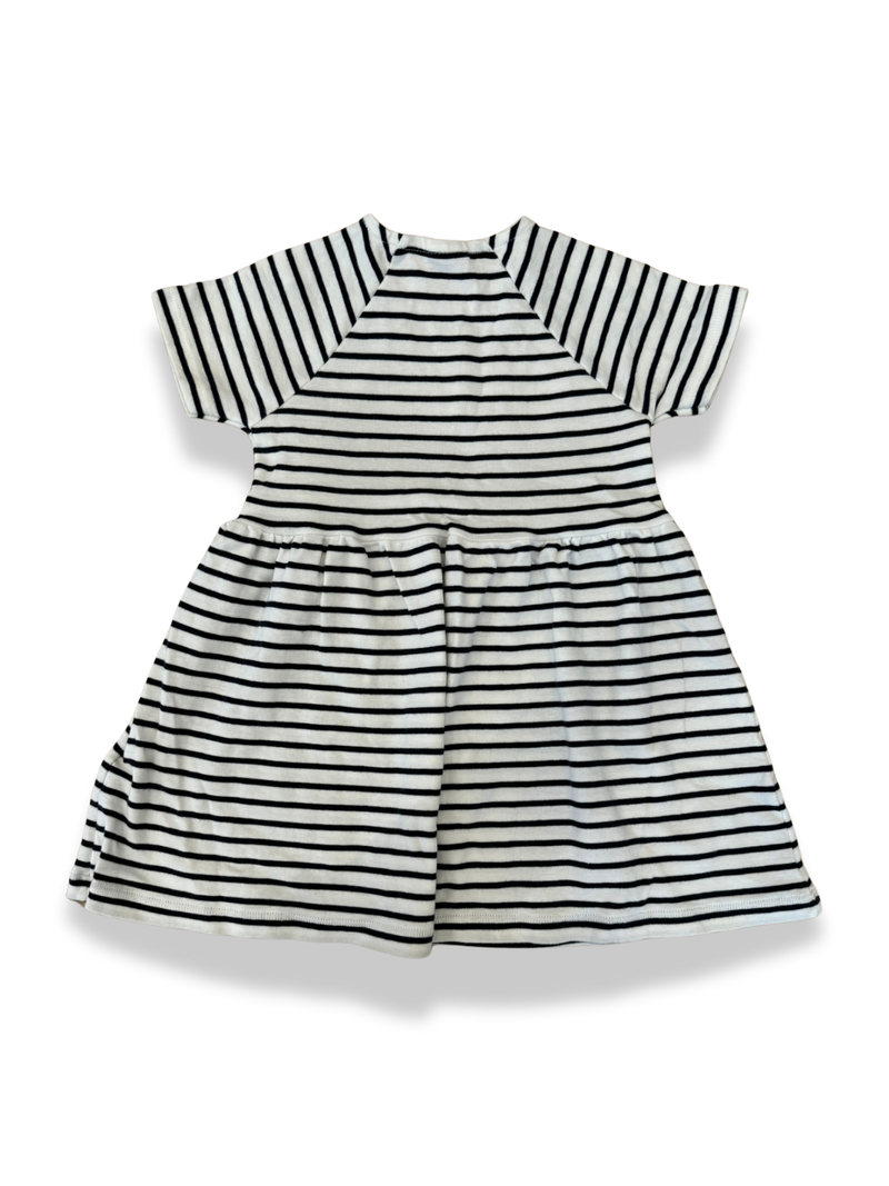 striped dress with pink bow size 86 | Petit Bateau