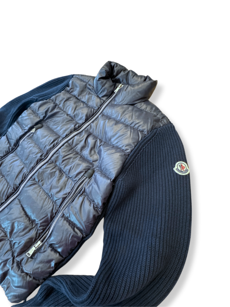 Quilted jacket with knit and down, dark blue size 10 | Moncler