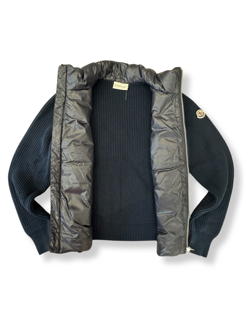 Quilted jacket with knit and down, dark blue size 10 | Moncler