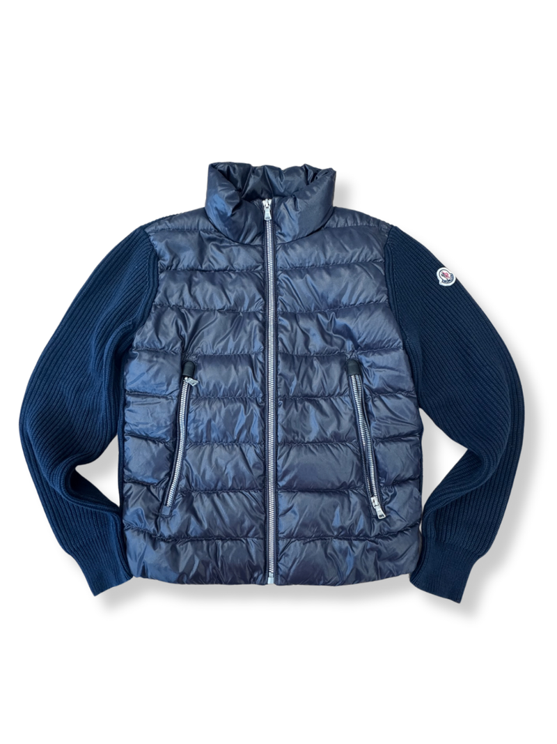 Quilted jacket with knit and down, dark blue size 10 | Moncler