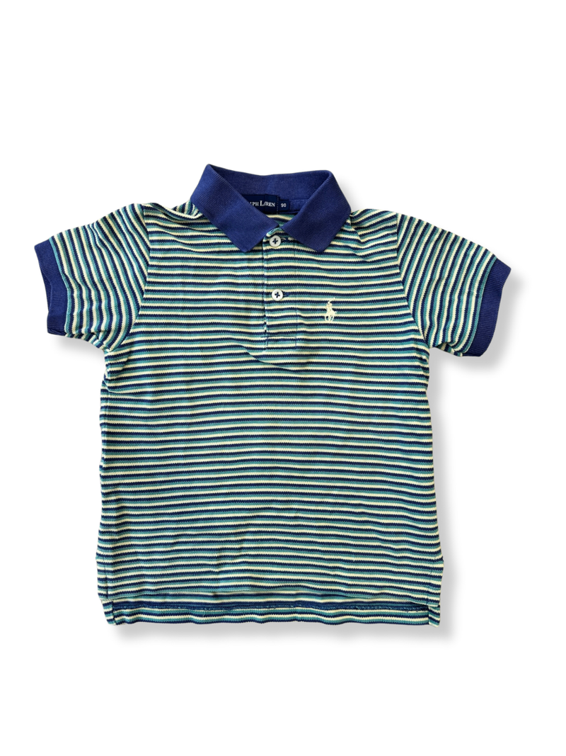 Poloshirt Blau und Grün gestreift Gr.2 | Ralph Lauren