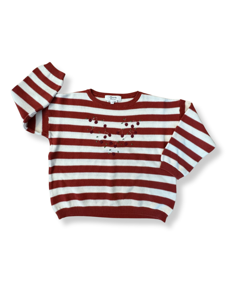 Sweater red and white striped size 6 | Bonpoint