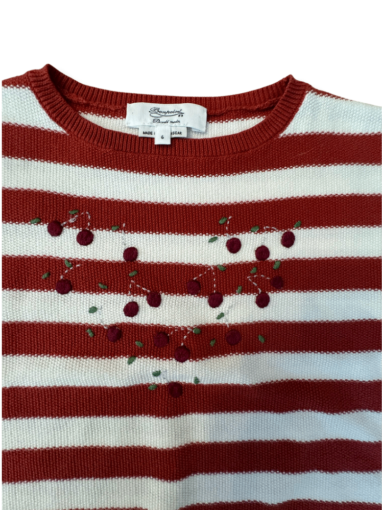 Sweater red and white striped size 6 | Bonpoint