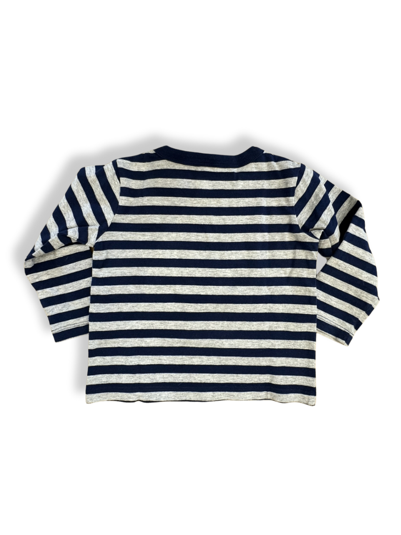 Longsleeve Ringelshirt Blau Grau gestreift Gr.98 | Petit Bateau