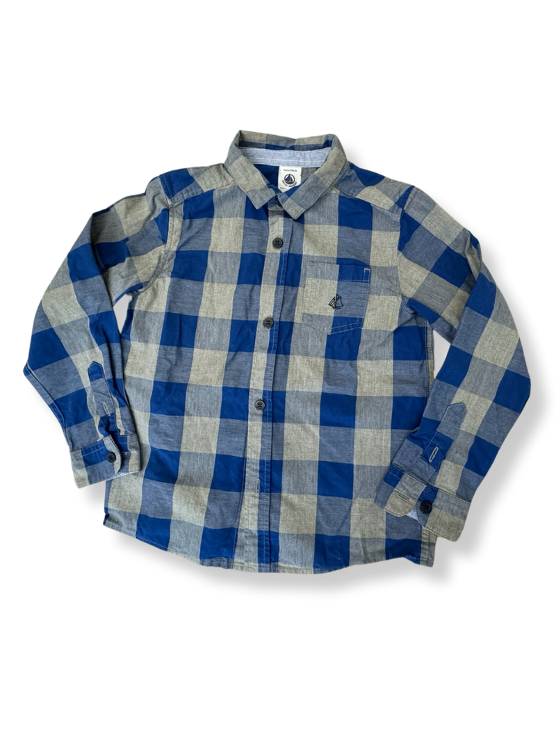 Shirt blue and gray checked size 110 | Petit Bateau