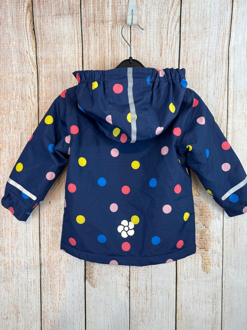 Tchibo lined rain jacket dark blue with colorful dots size 86/92