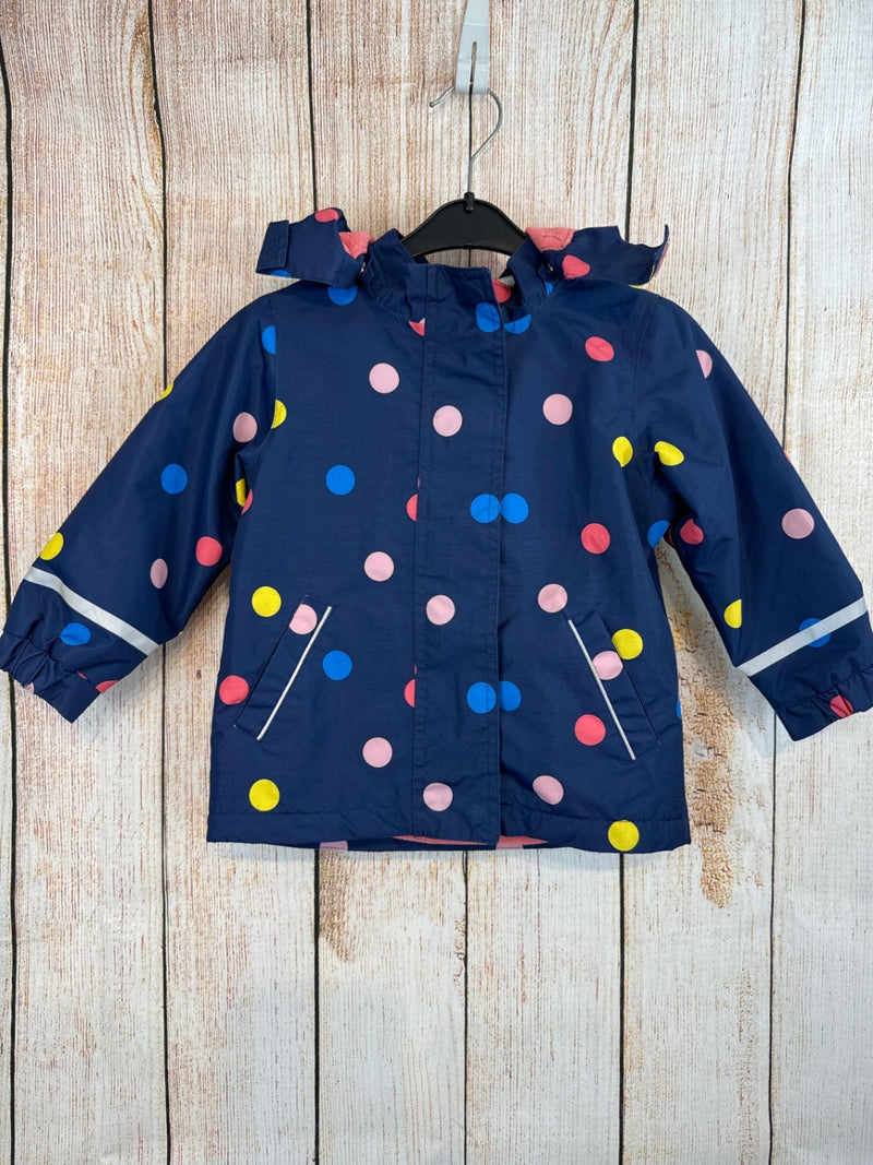 Tchibo lined rain jacket dark blue with colorful dots size 86/92