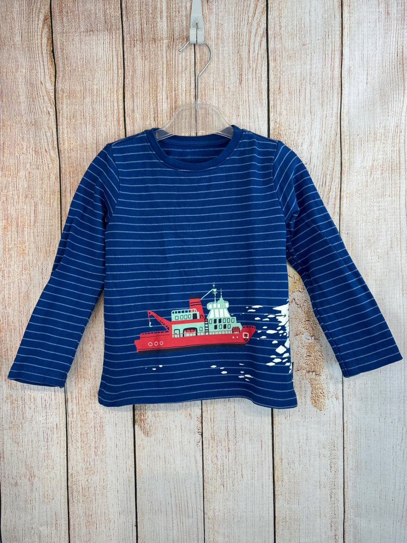 Jako-o Pullover Dunkelblau m. Ringeln u.Boot Gr. 104/110