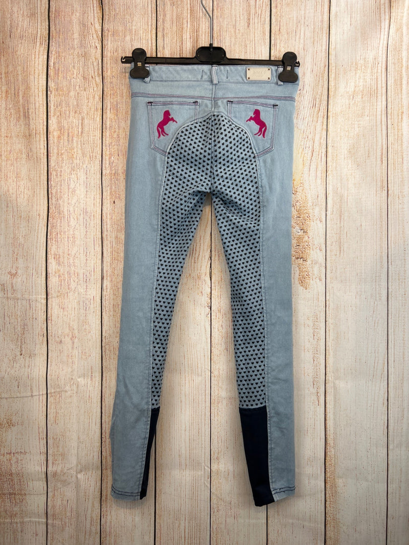 Horze Reitjeans jeansblau m. Herzen Gr. 152/158