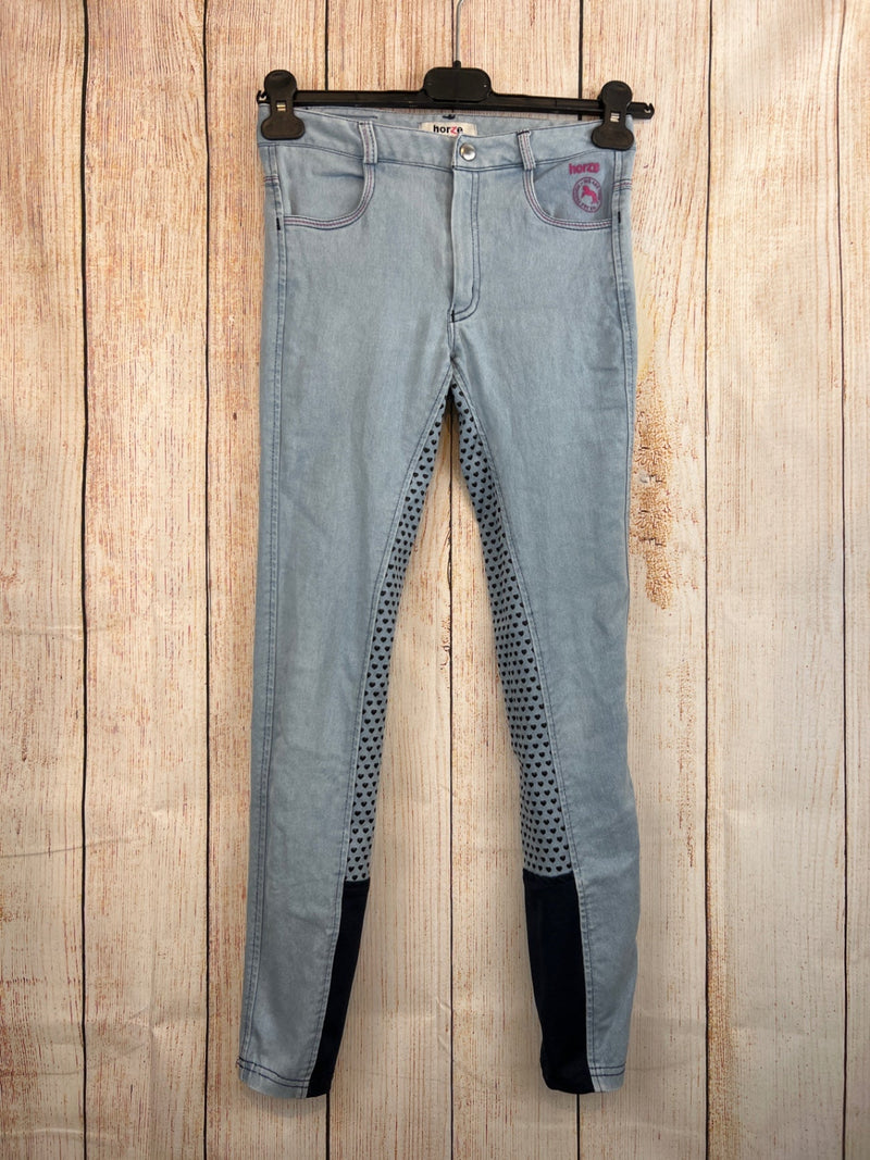 Horze Reitjeans jeansblau m. Herzen Gr. 152/158