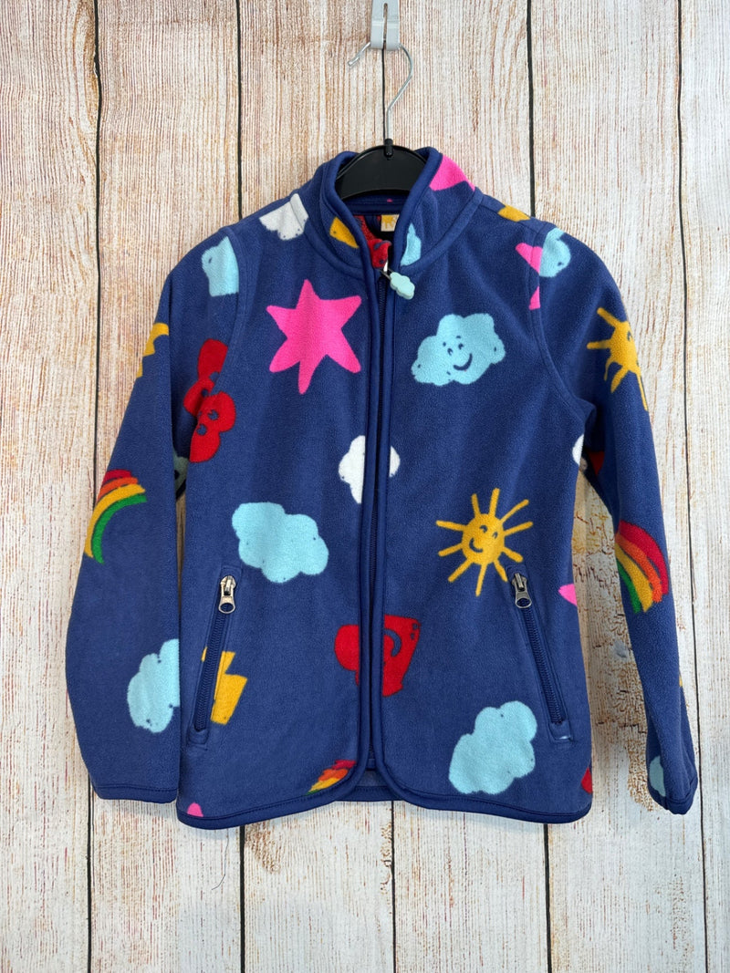 Tchibo Fleece Jacke Blau m. bunten Motiven Gr. 110/116