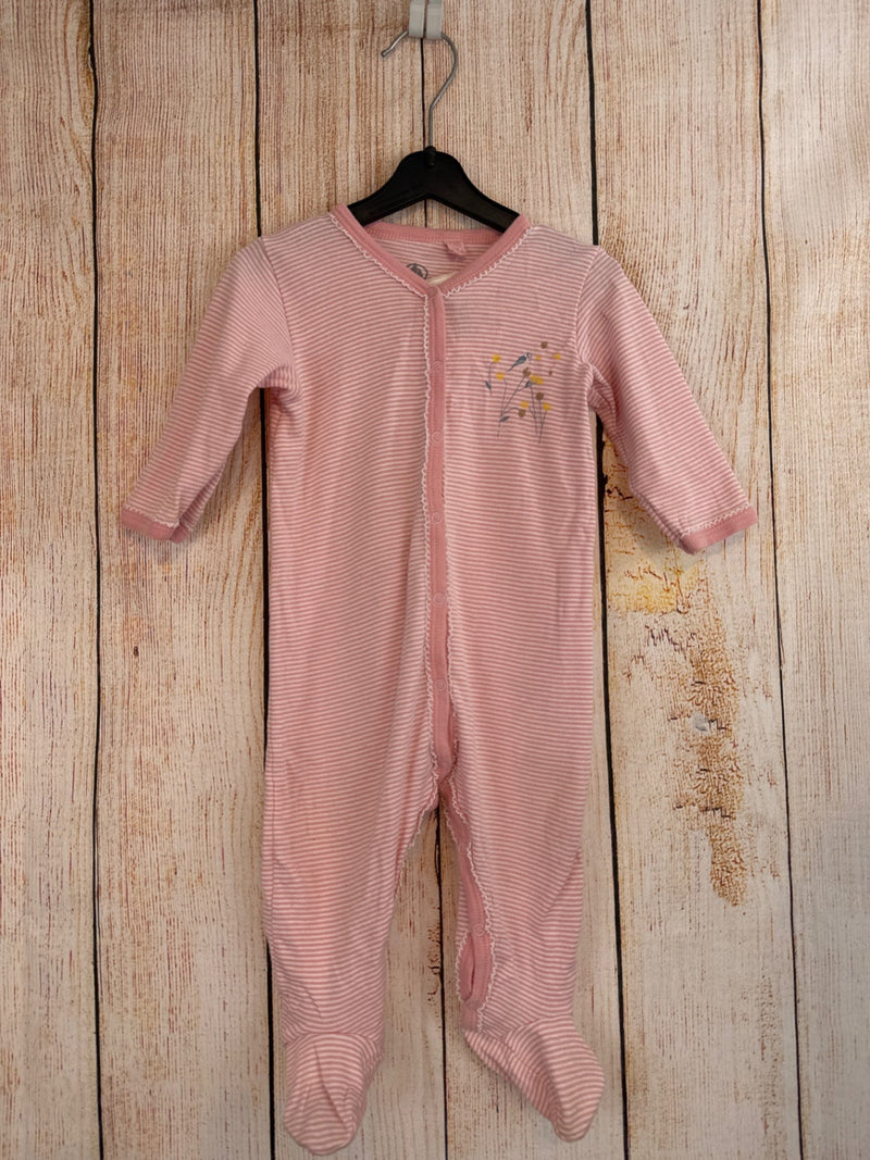 Petit bateau einteiliger Schlafanzug rosa/ weiß geringelt Gr. 68