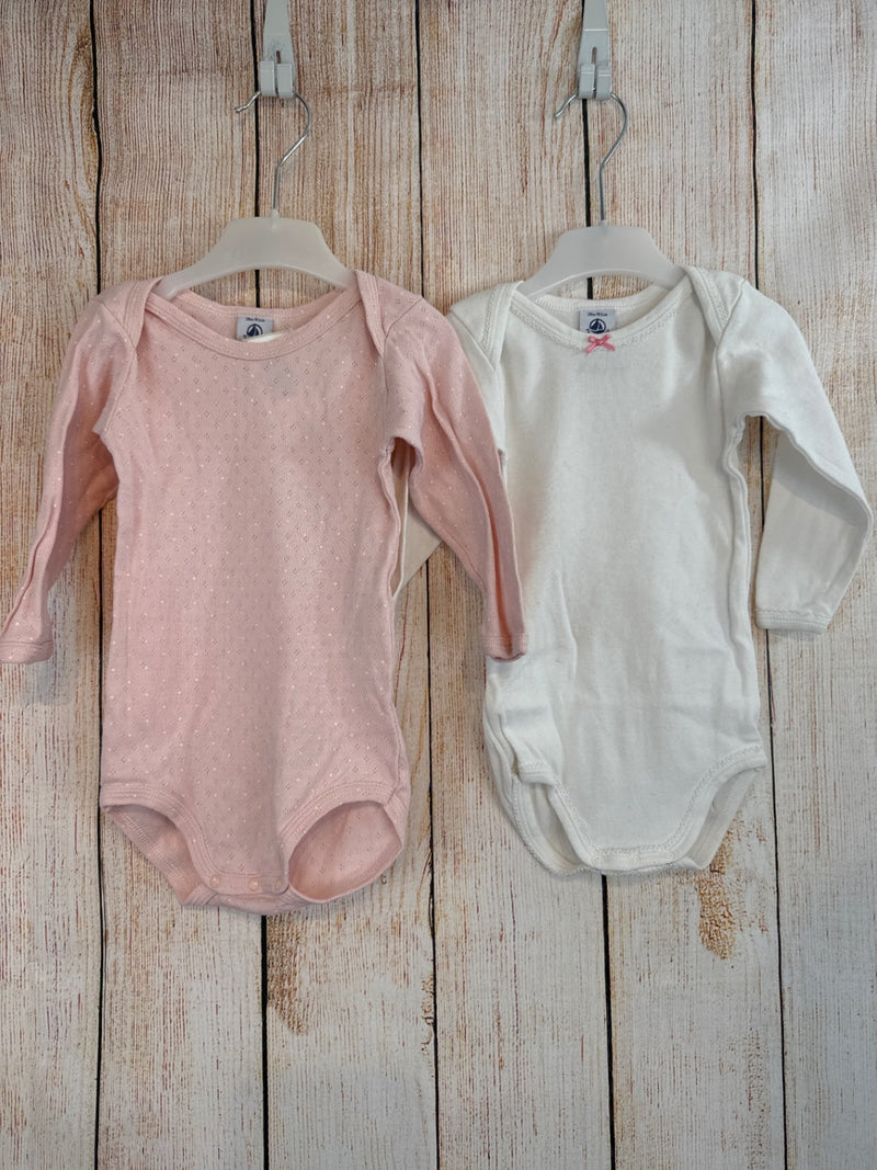 Petit bateau Doppelpack Langarmbodies rosa/ weiß Gr. 80