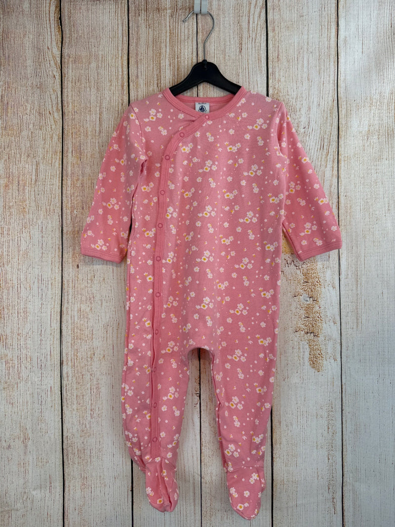 Petit bateau einteiliger Schlafanzug Rosa m. Blüten Gr. 80/86