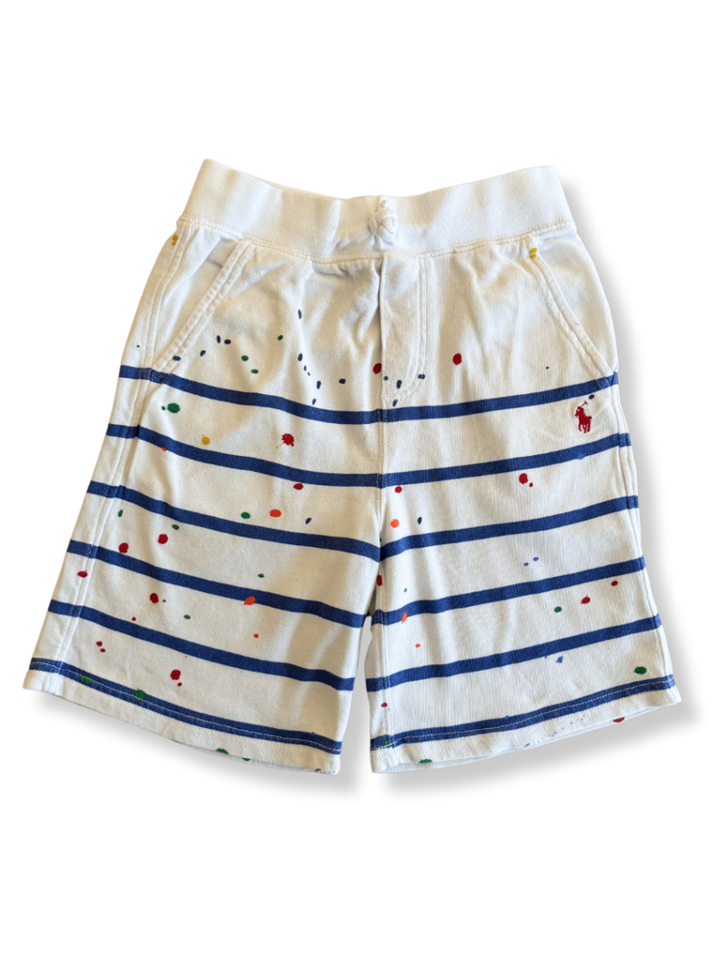 Shorts Weiß mit blauen Streifen und bunten Punkten Gr.8 | Ralph Lauren