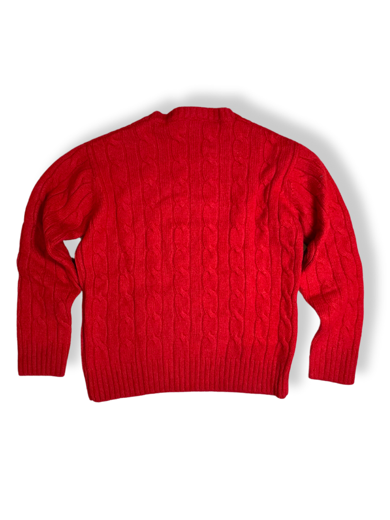 Pullover Kaschmir Zopfmuster Rot Gr.4 | Papo d'Anjo