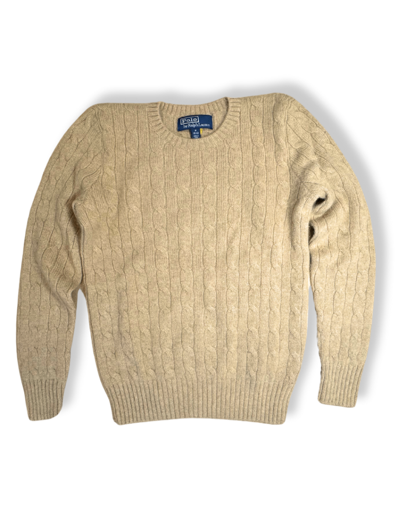 Pullover Kaschmir Zopfmuster Beige Gr.10-12 | Polo Ralph Lauren