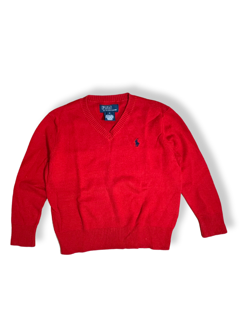 Pullover V-Neck Rot Gr.4 | Ralph Lauren