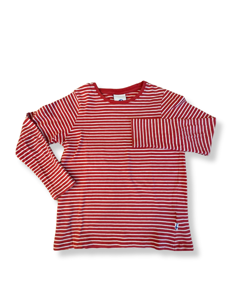 Longsleeve geringelt Rot, Weiß Gr.120 | Finkid