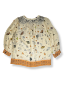 Bluse Beige transparent mit buntem Muster Gr.164 | Floreat