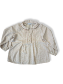 Flanell-Bluse mit Bubikragen Rosa geblümt Gr.98 | Laranjinha