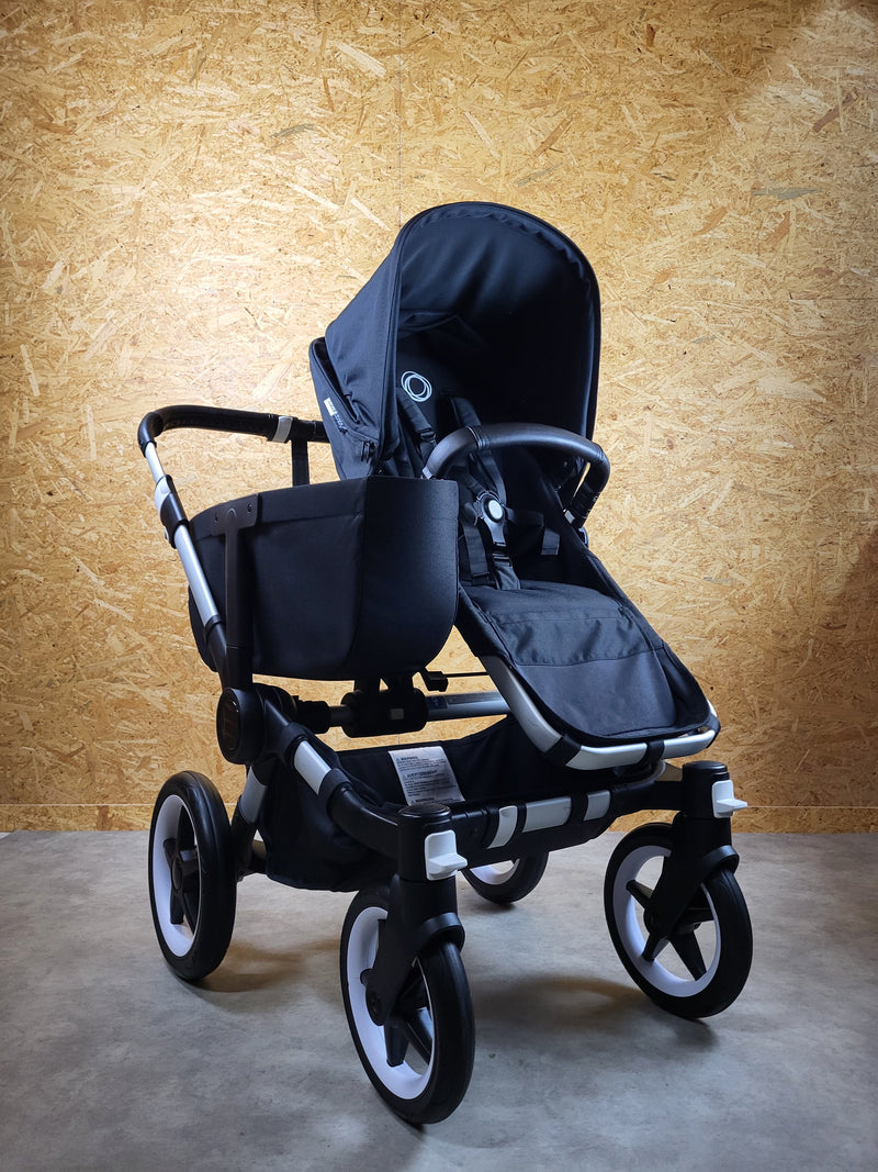 Bugaboo - Donkey 3 Twin Geschwisterwagen (2xSportsitze / 2xBabywanne) inkl. seitliche Gepäcktasche - Black in gutem Zustand