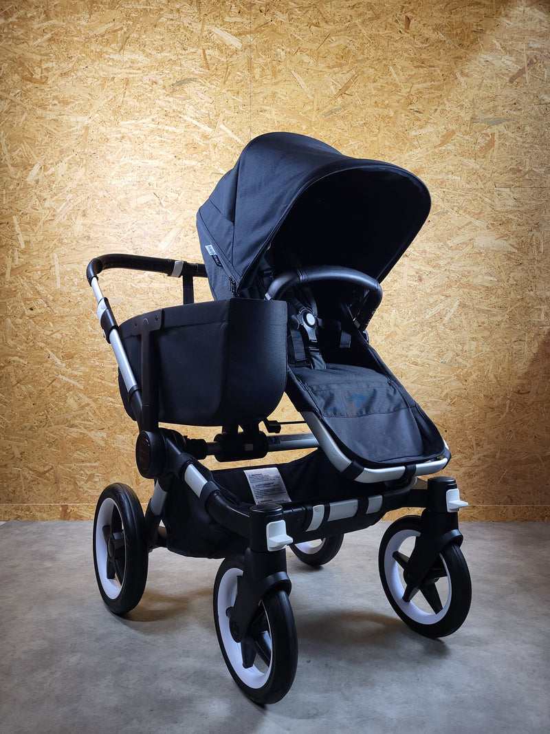 Bugaboo - Donkey 3 Twin Geschwisterwagen (2xSportsitze / 2xBabywanne) inkl. seitliche Gepäcktasche - Black in gutem Zustand