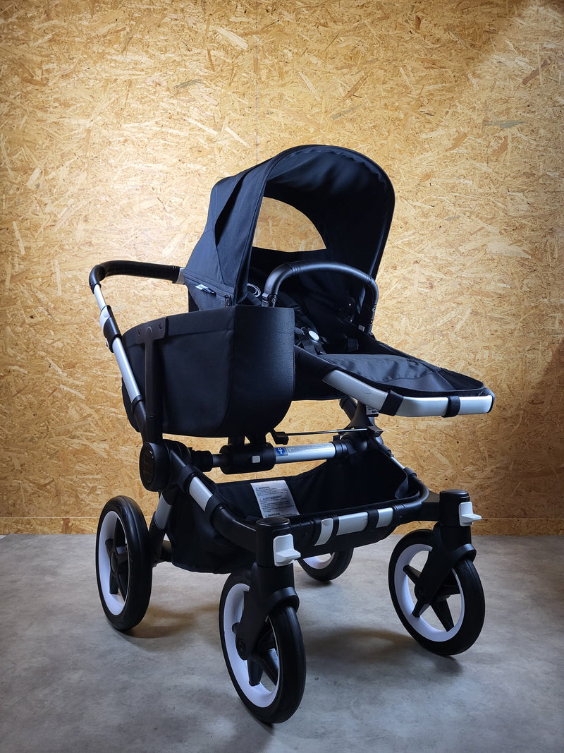 Bugaboo - Donkey 3 Twin Geschwisterwagen (2xsportsitze / 2xbabywanne) Inkl. Seitliche Gepäcktasche - Black in Gutem