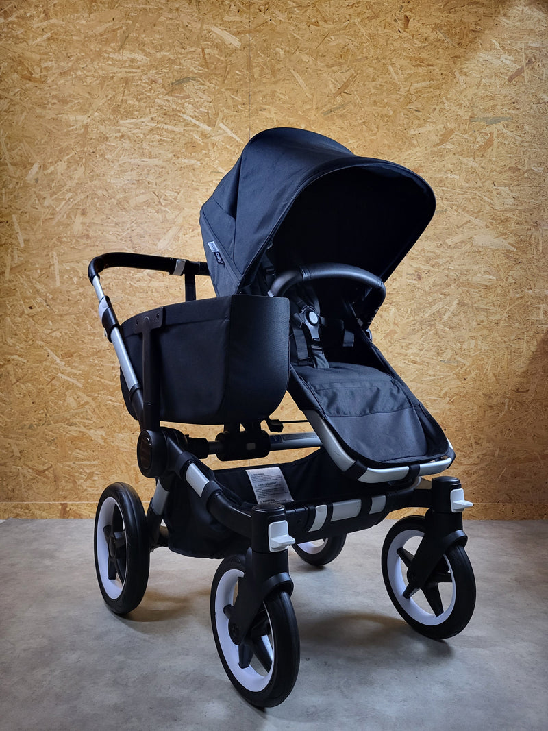 Bugaboo - Donkey 3 Twin Geschwisterwagen (2xSportsitze / 2xBabywanne) inkl. seitliche Gepäcktasche - Black in gutem Zustand