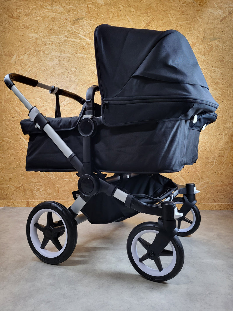 Bugaboo - Donkey 3 Twin Geschwisterwagen (2xsportsitze / 2xbabywanne) Inkl. Seitliche Gepäcktasche - Black in Gutem