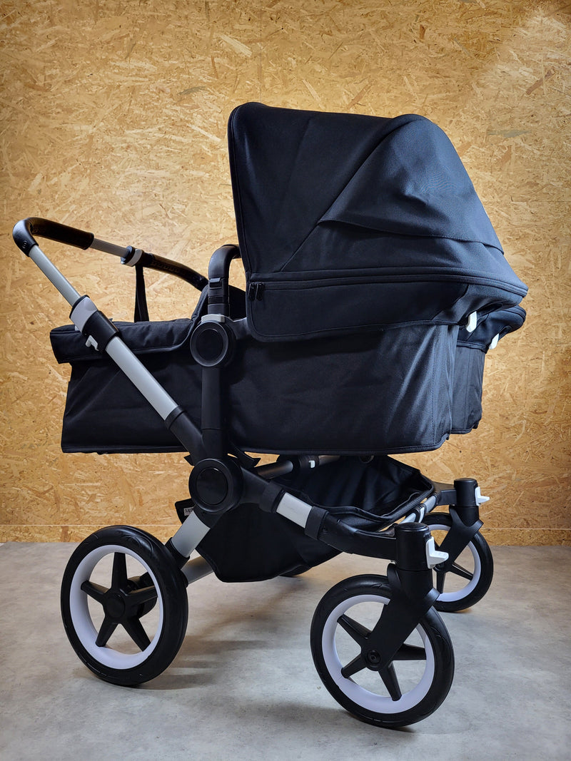 Bugaboo - Donkey 3 Twin Geschwisterwagen (2xsportsitze / 2xbabywanne) Inkl. Seitliche Gepäcktasche - Black in Gutem