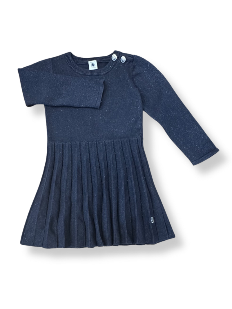 Kleid mit Faltenrock und Glitzer Blau Gr.104 | Petit Bateau