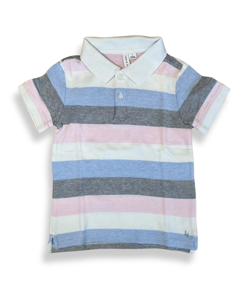 Poloshirt Mehrfarbig mit Streifen in Blau, Rosa, Grau und Weiß Gr.4 | Janie and Jack