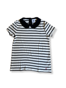 T-Shirt blau-weiß geringelt mit Bubikragen Gr.10 | Petit Bateau