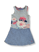 Kleid Mädchen Blau mit floralen Mustern Gr.122/128 | Tom Joules