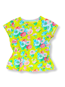T-Shirt Mädchen Gelb mit Blumen Gr.116 | maxomorra