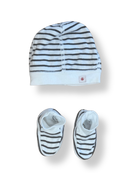 Set aus Mütze und Socken blau-weiß gestreift Gr.0 / Newborn | Petit Bateau