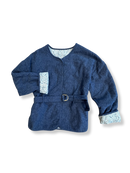 Steppjacke wattiert Mädchen denim, Blumenmuster (innen) Gr.10 | Cyrillus