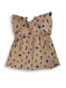 Jersey-Kleid Ocker mit buntem Muster Gr.92/98 | oeuf