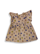 Jersey-Kleid Ocker mit buntem Muster Gr.92/98 | oeuf