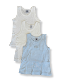 Set: 3x Unterhemd Jungen Hellblau, Weiß Gr.116 | Petit Bateau