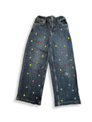 Jeans Wide Leg dunkelblau mit Sternchen Gr.152 | Mini Boden