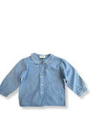 TRUE VINTAGE | Bluse mit Bubikragen blau Gr.98/104 | Ceyzilles