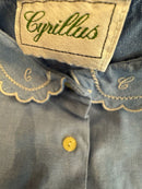 TRUE VINTAGE | Bluse mit Bubikragen blau Gr.98/104 | Ceyzilles