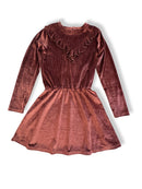 Samt-Kleid rostrot, mit Gildstreifen Gr.134 | Le Big