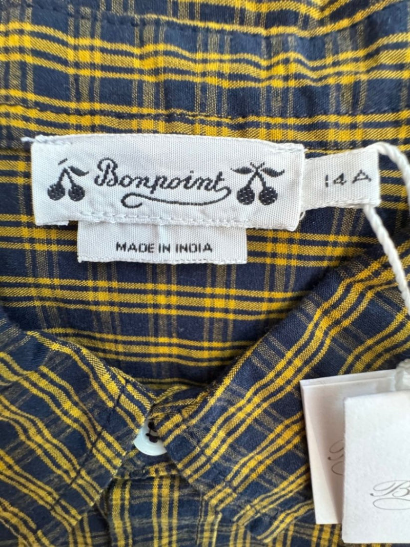 Hemd Jungen Blau-Gelb kariert Gr.14 | Bonpoints
