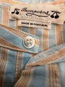 !!! Hemd Rundhals Jungen hellblau-ocker gestreift Gr.14 | Bonpoint