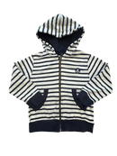 Sweat-Jacke créme und dunkelblau gestreift Gr.110 / 5 | Petit Bateau