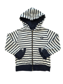 Sweat-Jacke créme und dunkelblau gestreift Gr.110 / 5 | Petit Bateau