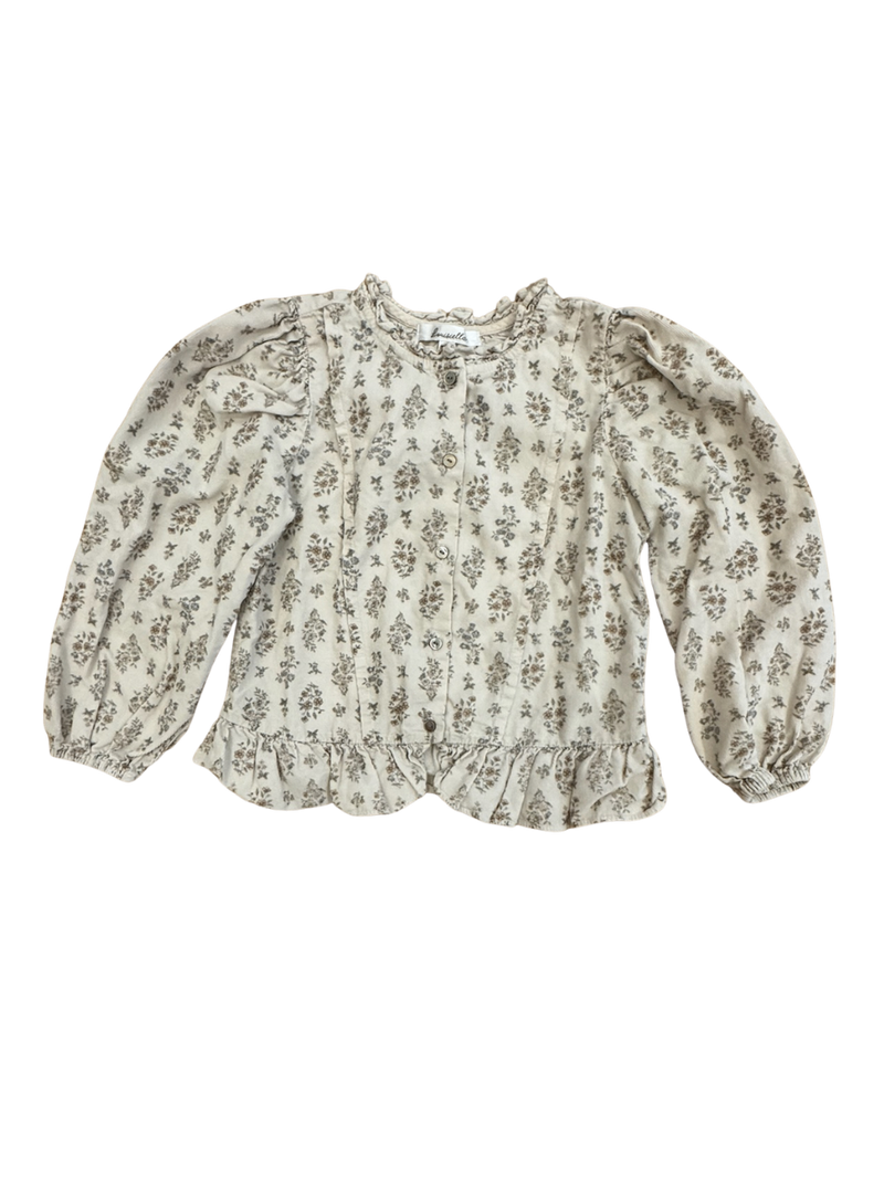 Bluse Beige mit floralem Muster Gr.116 / 6 | Louisiella